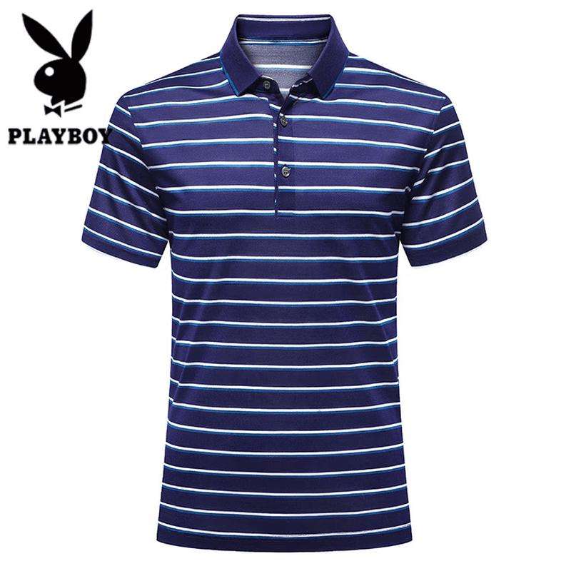 PLAYBOY Men s Silk-Blend Cool Touch Striped Polo Shirt 125/54