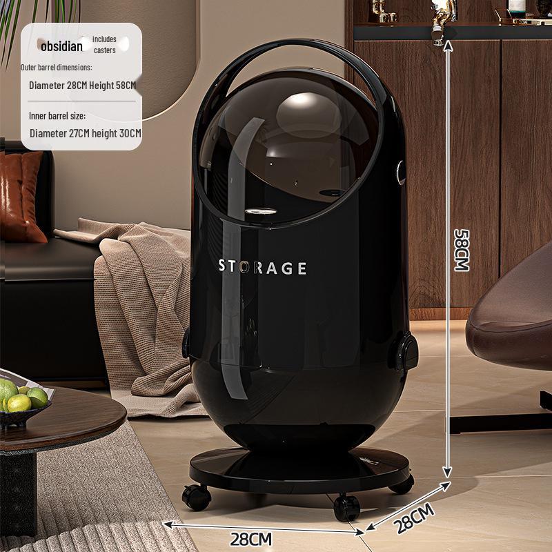 High-End Large Capacity Trash Can with Lid & Wheels for Home: Living Room, Bedroom, Kitchen - No Need To Bend Over, Easily Movable Paper Basket.