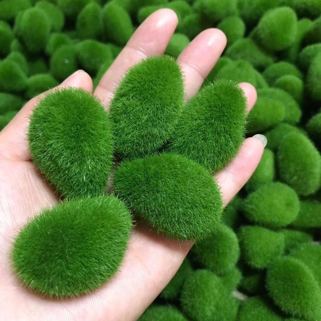 10Pcs Artificial Moss Rocks Ball - Simulation Moss Stone Fake Green Plant Home Garden Flower Pot Decoration YLZSSS01