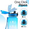 Tritan Frosted 1000ml Plastic Water Bottle with Time & Capacity Scale, Portable Handle