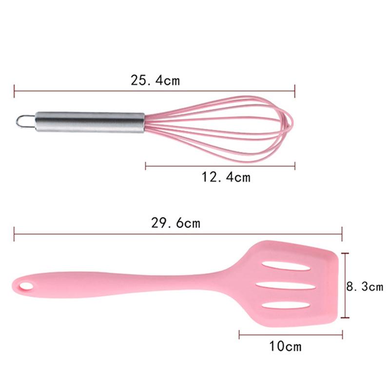 5Pcs Silicone Cooking Tool Sets, Heat-Resistant Kitchen Utensils - Spatula Scrapers Egg Beater Oil Brush