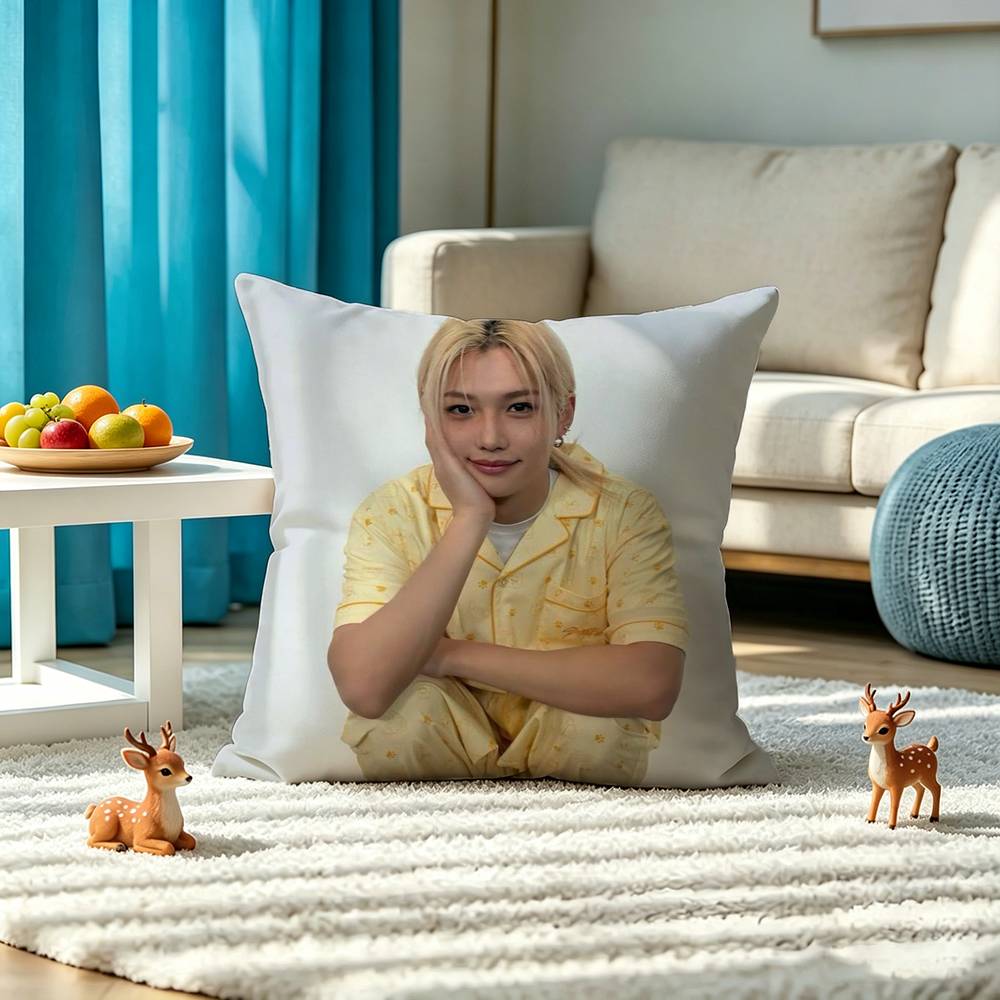 F-Felix Lee S-SKZ Square Double-Sided printed Pillow Case Bedroom Bedside Pillow Sofa Cushion Cover