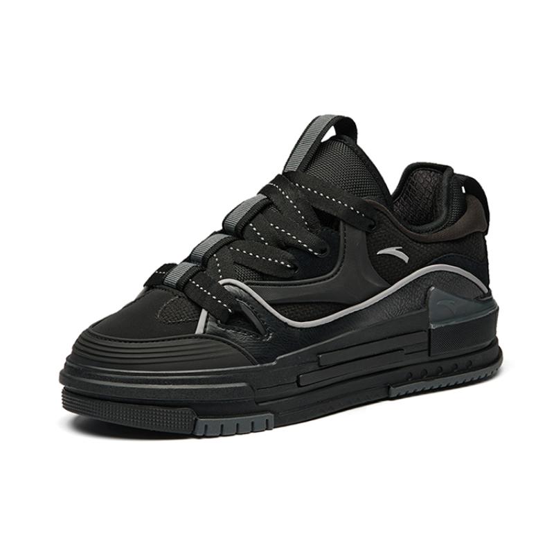 Anta Bump Puffy Shoes Slip-Resistant Low-Top Skateboard Shoes Women's Black Sneakers 922238060-1
