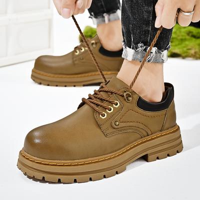 Modemerken Hoge Kwaliteit Heren Lage Werkschoenen Nieuwe Leren Herenlaarzen Rundleer Enkellaarsjes Werkstijl Herfstschoenen voor Heren