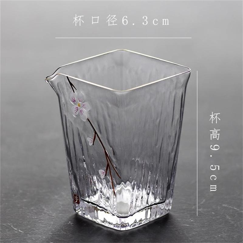 Japanese Zen 150ml Hand-painted Plum Blossom Square Fair Cup Heat-resistant Tea Ceremony Tea Cup Chahai Kungfu Tea Set 150ML чистый