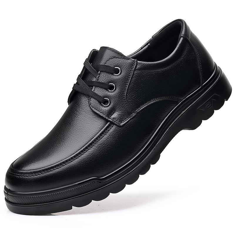 Leather shoes men's new casual men's leather breathable soft-soled business dress leather shoes velvet cotton shoes