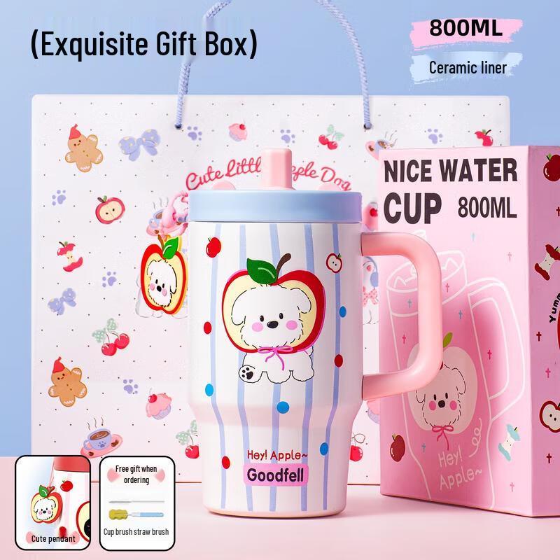 HANDUNYOU 800ml Stainless Steel Insulated Straw Tumbler