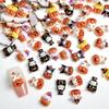 50Pcs New Mini Cartoon Cute Halloween Pumpkin Series Resin Flat Back Scrapbook Diy Nail Decoration Component Holiday Gifts A138