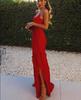 2023 Spring/Summer Backless Spaghetti Strap U-Neck Off-Shoulder Wavy Bodycon Side Slit Maxi Dress
