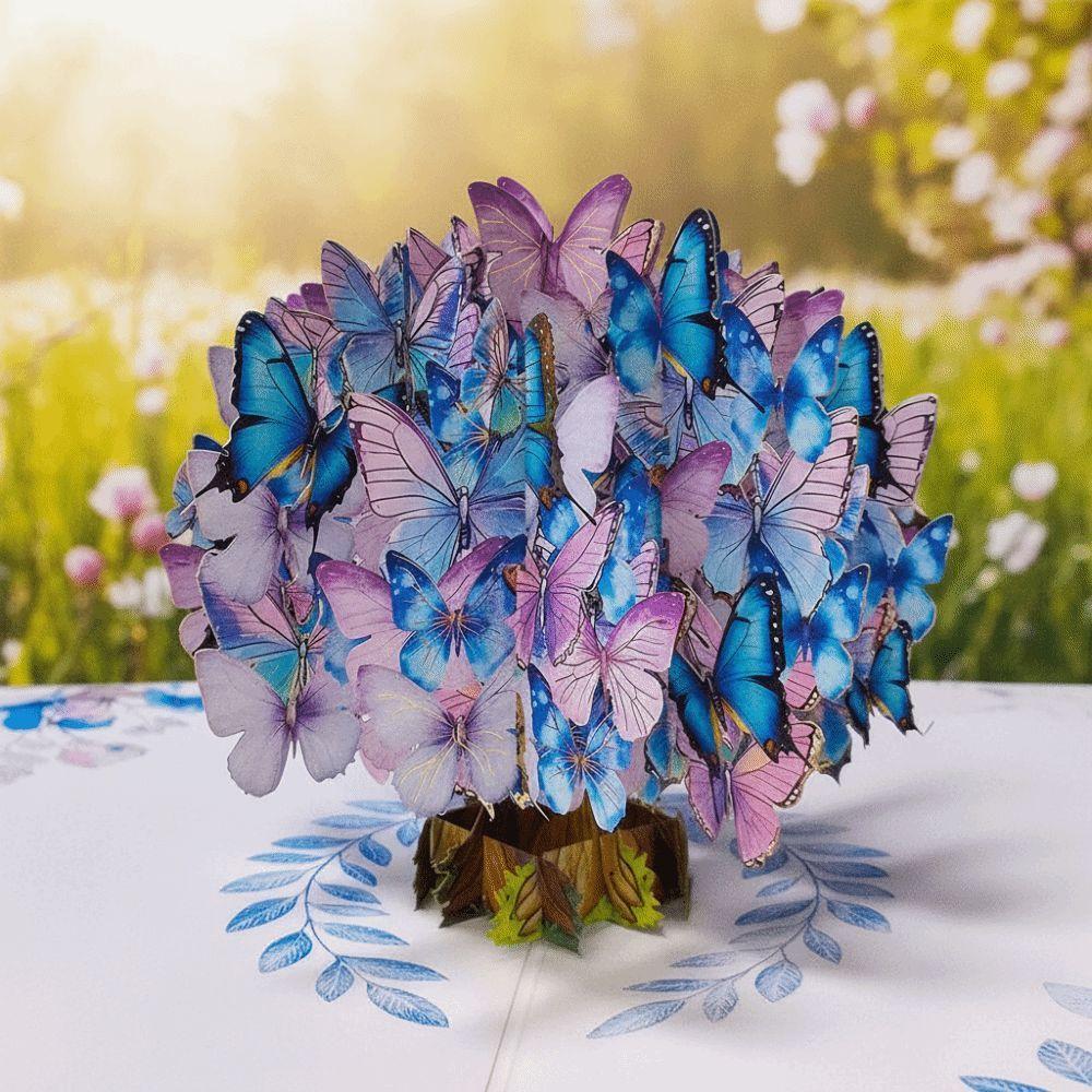 Foldable Flower and Butterfly Greeting Cards Romantic Paper Invitations Cards Elegant Creative 3D Greeting Card