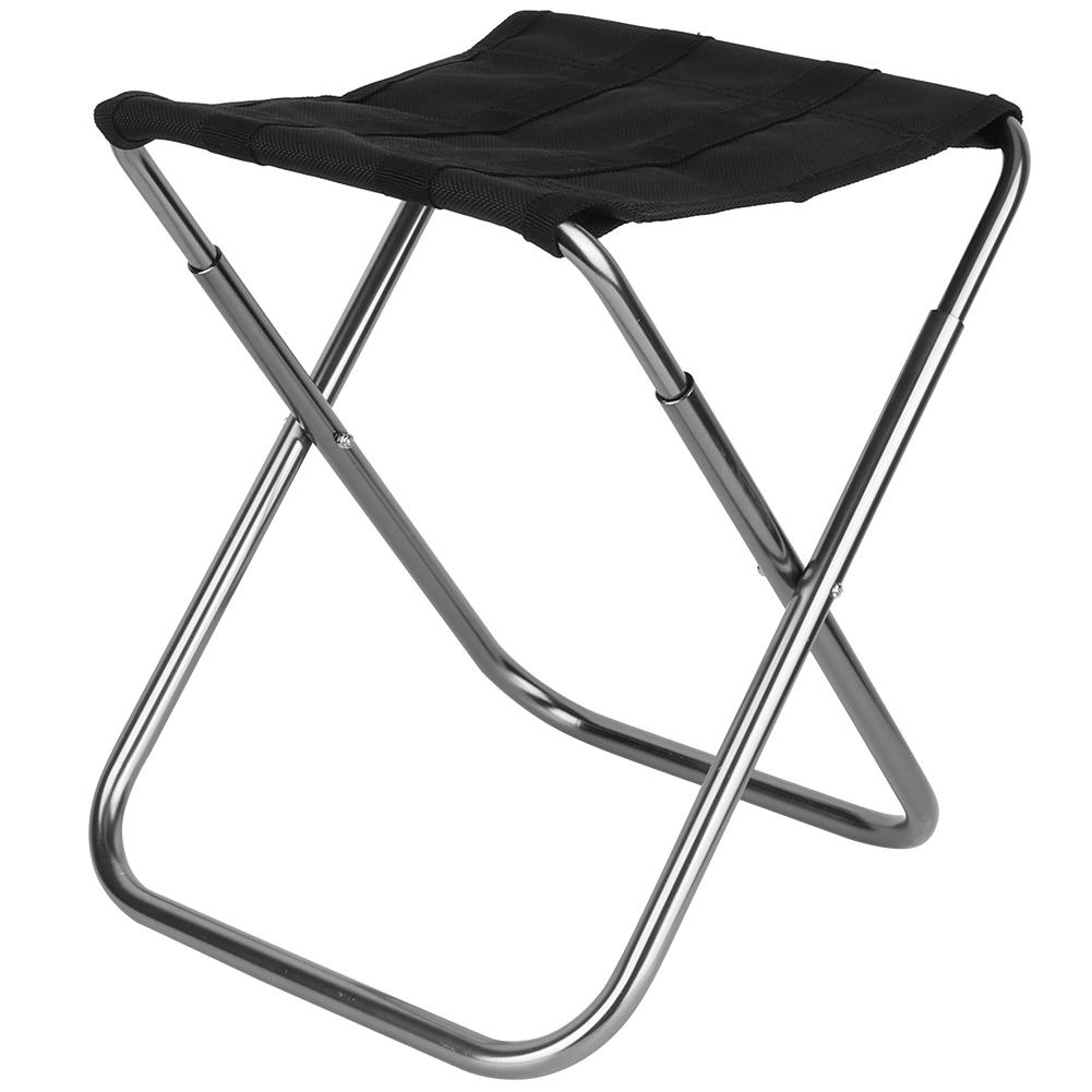 Mini Portable Folding Stool Aluminum Alloy Outdoor Chair for Fishing Camping Picnic (Silver, M)