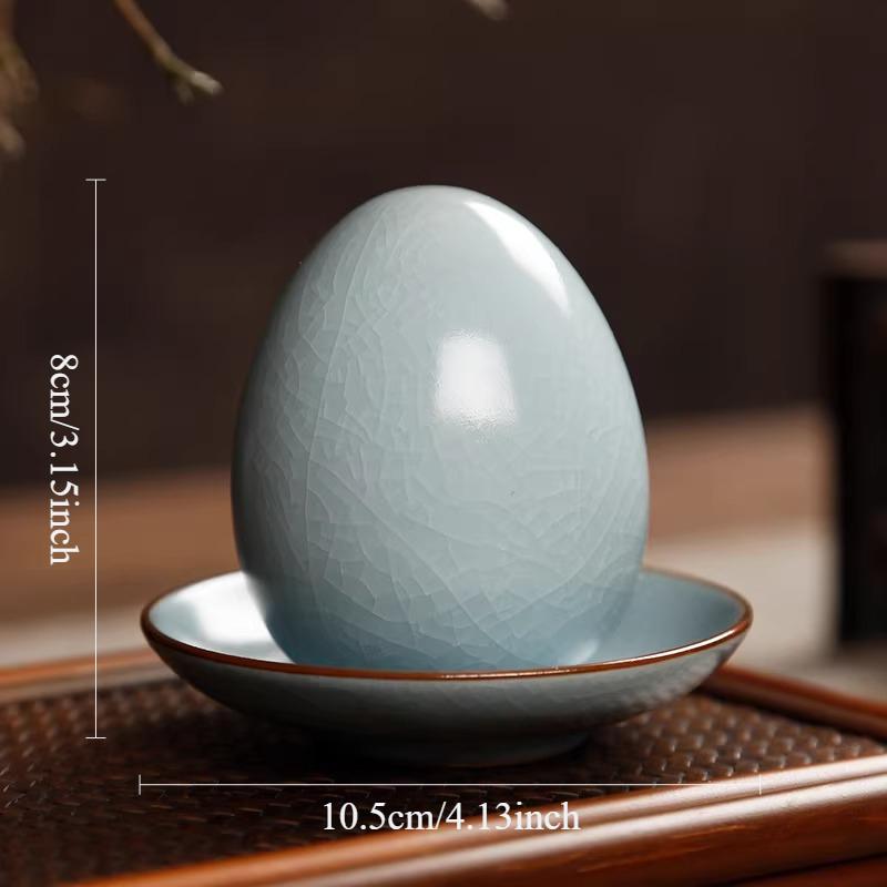 

Ruyao Egg Tea Pet Crack Chinese Style Maintainable Simulated Egg Tea Play Desktop Ornament Tea Ceremony Accessories небо синє кольору