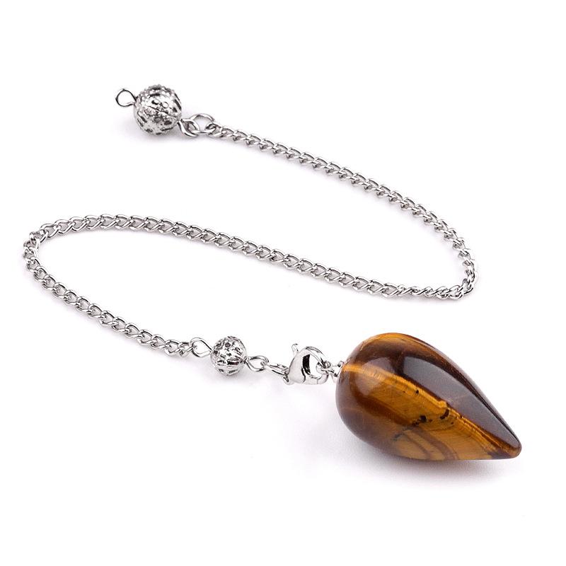 1pc Natural Stone Pendant Crystal Pendulums for Dowsing Divination Obsidian Quartz Reiki Spiritual Healing Pendule Jewelry