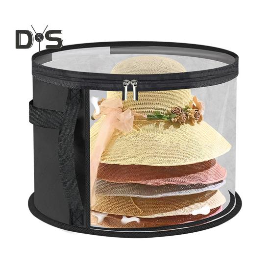 Nadměrná průhledná taška na klobouky s uchem, zapínáním na zip, průhledným designem, skládací organizér na kovbojské klobouky, pouzdro na klobouky se širokým okrajem