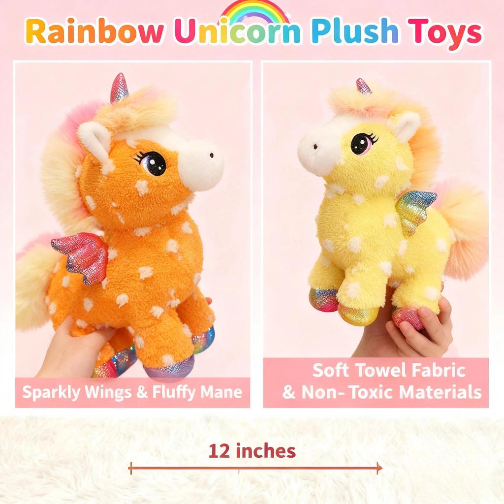 Pluszowa zabawka Jednorożec Tęcza Stojący Pegasus Wypchane zwierzę - Uroczy towarzysz Prezent dla dziewczynek na urodziny