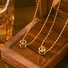 Summer Vacation Niche Bead Chain Pendant Necklace: Simple Square Hollow Titanium Steel Design