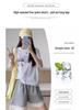 2025 Women's Gray Lace-Trim High Waist Wide-Leg Summer Shorts