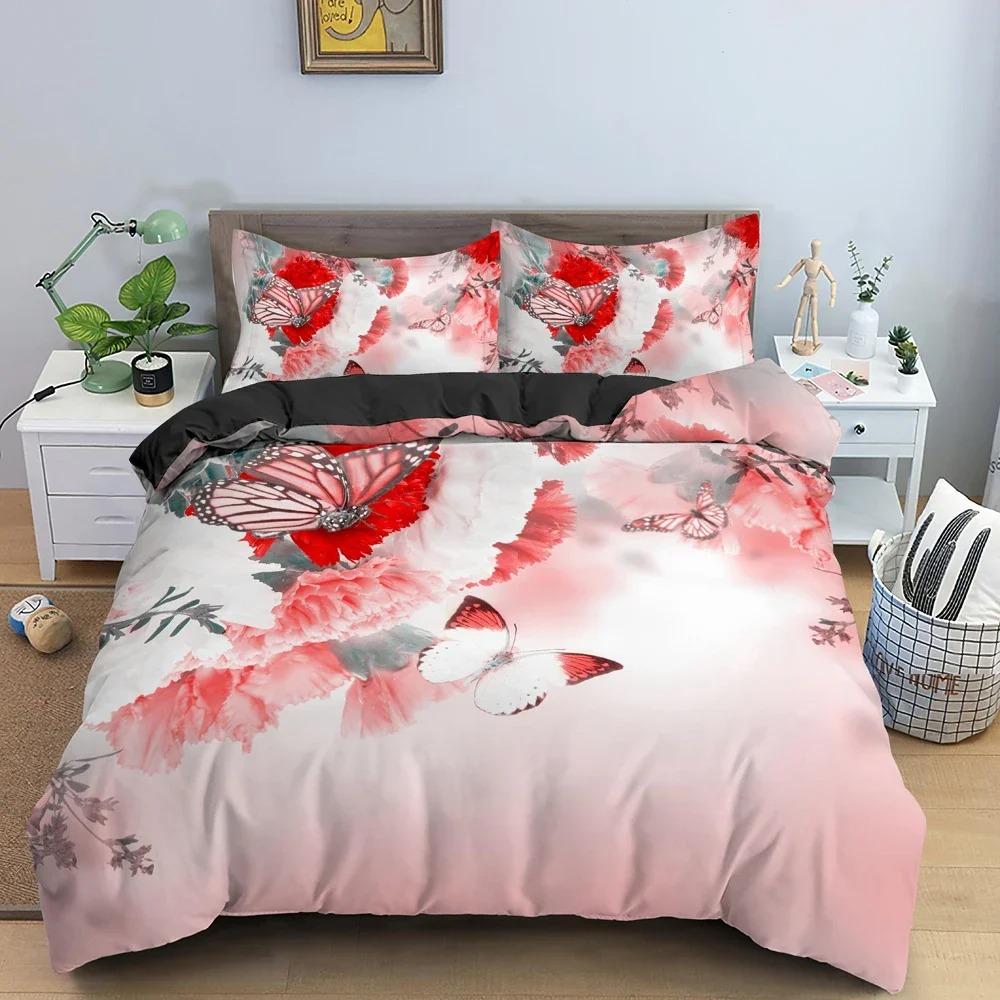 Beautiful Butterfly Duvet Cover Soft Cozy Bedding Set Luxury Microfiber Quilt Cover 3D Printed Bed Clothes King Queen