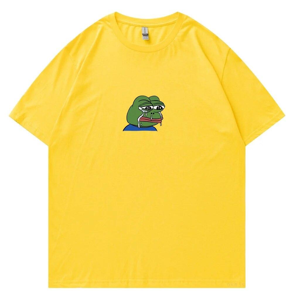 

Летние брендовые футболки унисекс, футболки с принтом «Грустная лягушка», унисекс, хип-хоп, забавные топы, футболка высокого качества, крутая уличная одежда, футболки унисекс 4XL