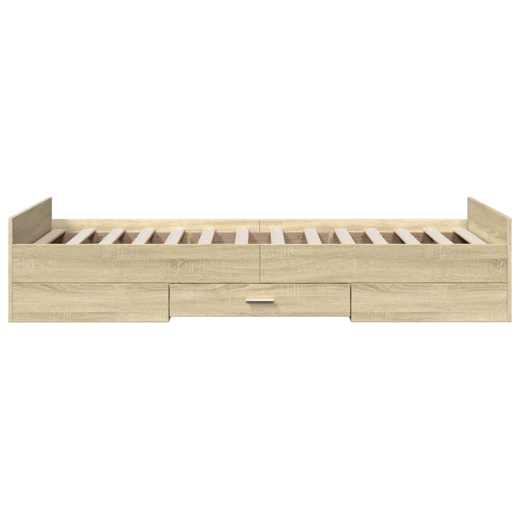 Vidaxl Bed Frame with Drawers, Sonoma Oak, 75X190 Cm