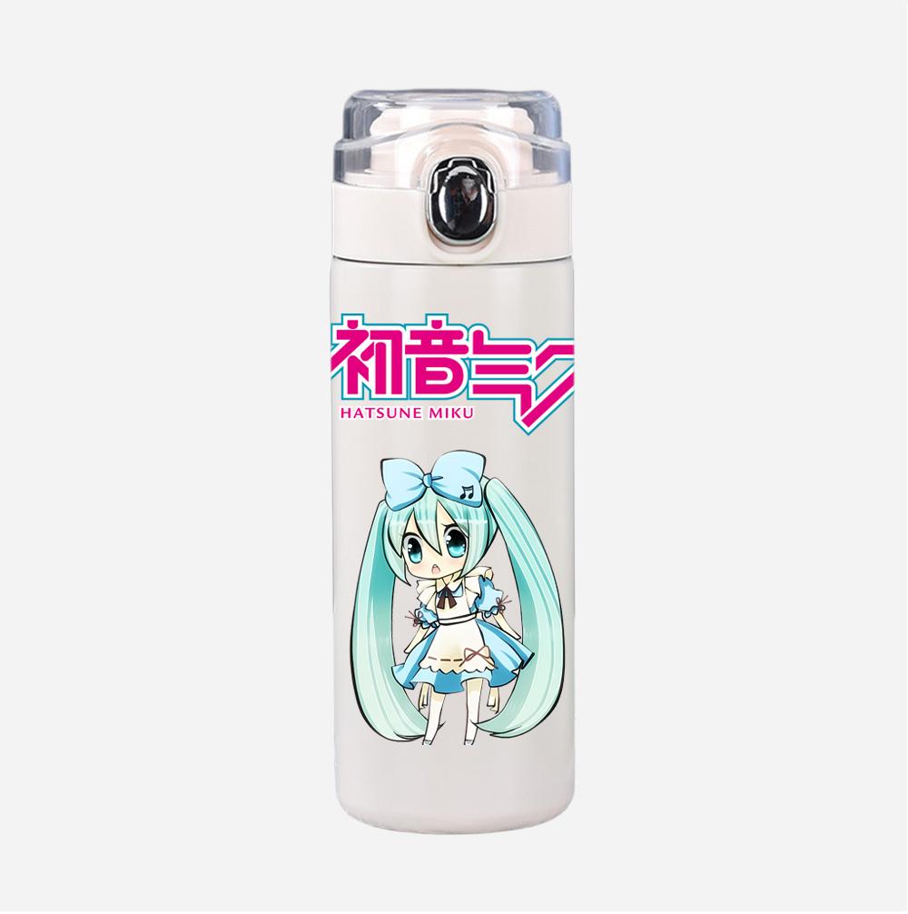 Tazza Termica Stampata Anime Hatsune Miku Portatile Acciaio Inossidabile 400ml Borraccia Anti-perdita Tazza da Campeggio Regalo