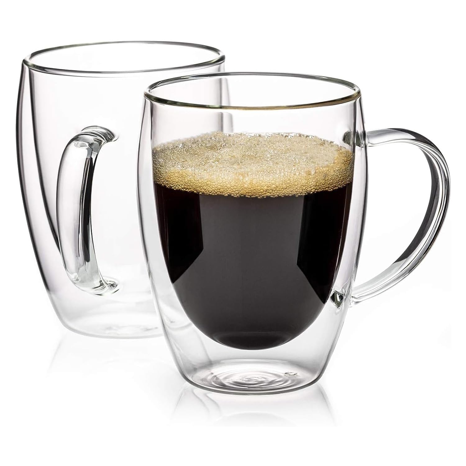 

COLOCUP Carrock Double-Walled Glasses, Heat-Resistant, Insulated Cups, Tumblers with Handles, Set of 2 (350ml)
