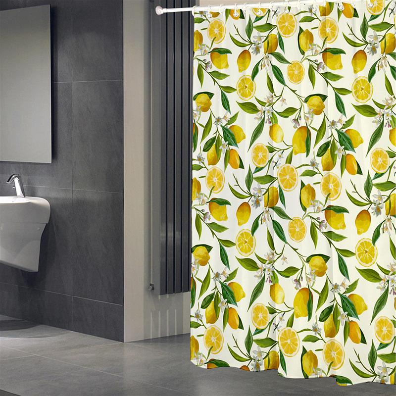Gardenia Water-Repellent Shower Curtain Set with No-Drill Telescopic Rod & Roller Balls