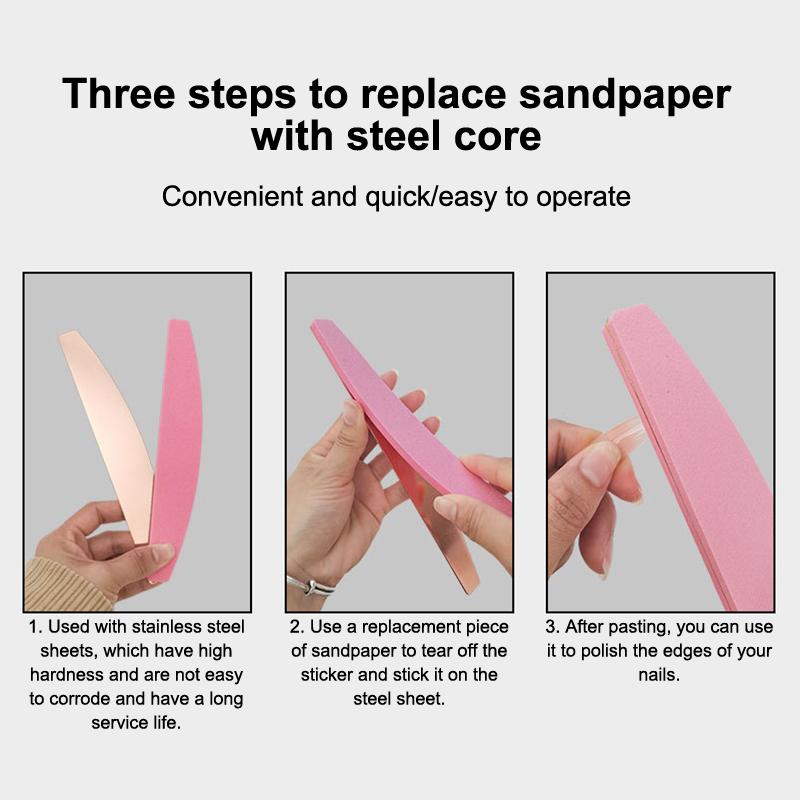 Half Moon Stainless Steel Nail File Base with Disposable Pad Function for Hygienic Professional Quality Home Manicures