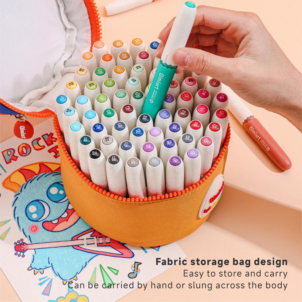 High Coverage Acrylic Paint Markers Languo 24/60Colors Brush Tip Acrylic Paint Pens with Cloth Bag Children Washable Drawing Kit