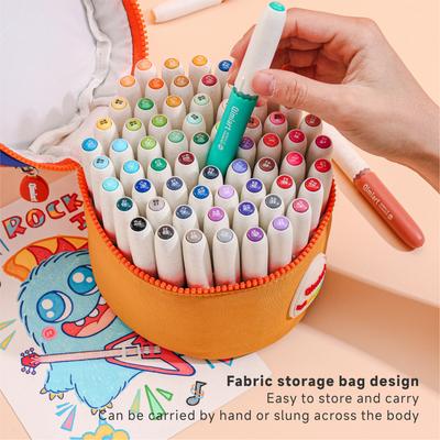 High Coverage Acrylic Paint Markers Languo 24/60Colors Brush Tip Acrylic Paint Pens with Cloth Bag Children Washable Drawing Kit