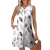 Women's Fashion Casual Printed V-Neck Button With Pocket Vest Sleeveless Dresses