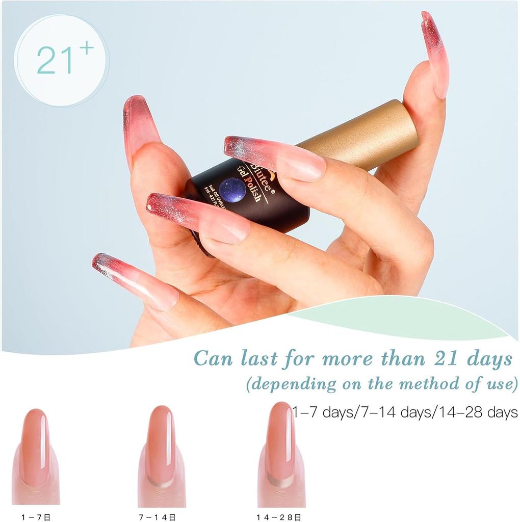 Biutee Gel Nail 6 Colors Magnetic Nail Sparkling Gel Fine Diamond Cat Eye Dazzling Polish, Glitter, 8ml, UV/LED Compatible, Polish, Nails, Glitter,
