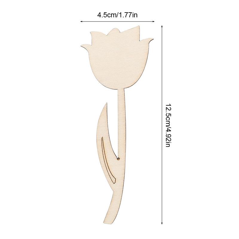12Pcs Wooden Flower Ornament Unfinished Tulip DIY Painting Crafts Happy Easter Party Spring Home Decoration Kids Gifts Supplies
