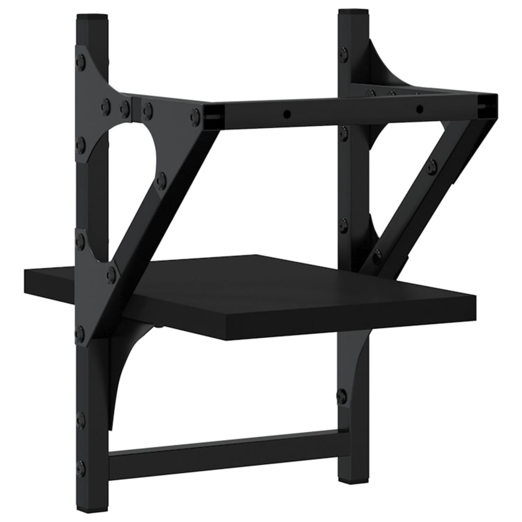 Wall Shelves with Rods 2 pcs Black 20 x 25 x 30 cm