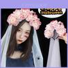 Tiara de Halloween Elegante com Véu Branco e Chifres Únicos para Decoração de Festa