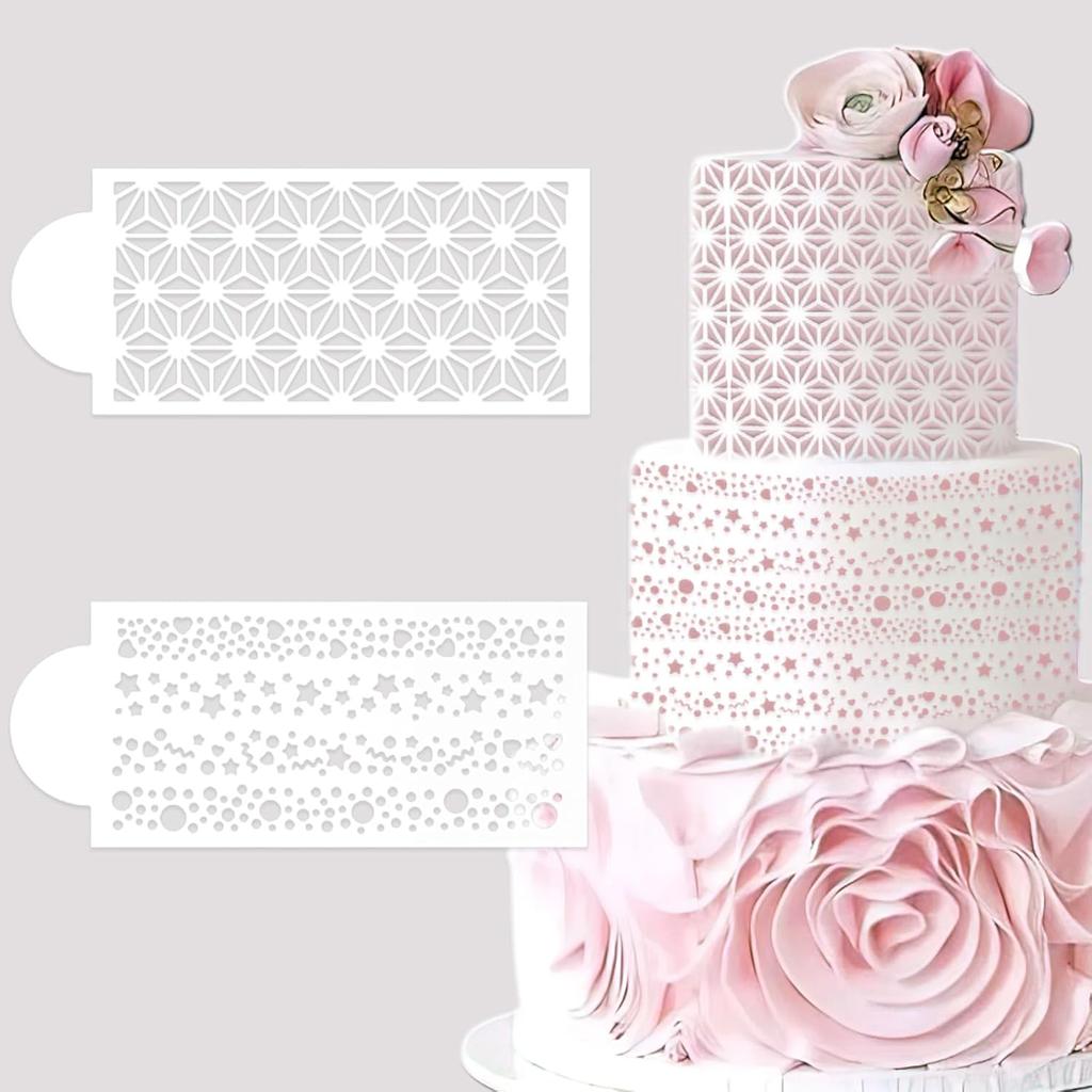 10 Pcs Cake Stencils Cake Templates Set Floral Plant Wedding Icing Stencils Irregular Geometry Lace Cake Molds Cookie Dessert Buttercream Decorating
