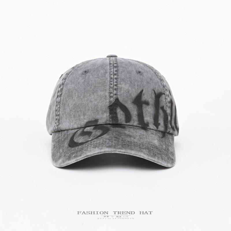 Vintage Graffiti Letter Baseball Cap Men Women Washed Denim Sun Hat Adjustable