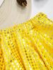 Girls Festivals Dance Skirt: Elastic Waistband Sparkling Dot Mini Swing Skirt for Skating Stage Performance