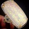 European court style imitation Opal ring, women's claw inlaid jewelry, ring