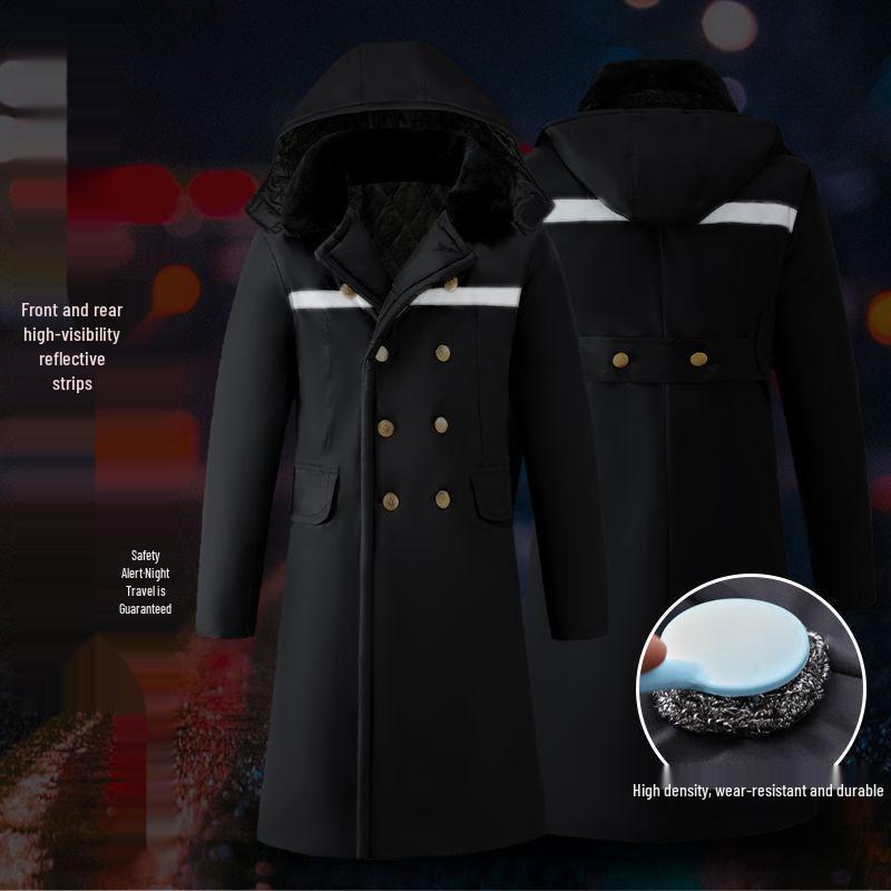 Men's Extra Long Winter Coat - Army Green, Waterproof, Windproof, Thickened Cotton with Removable Velvet Lining, Coldproof for Northeast Winters.