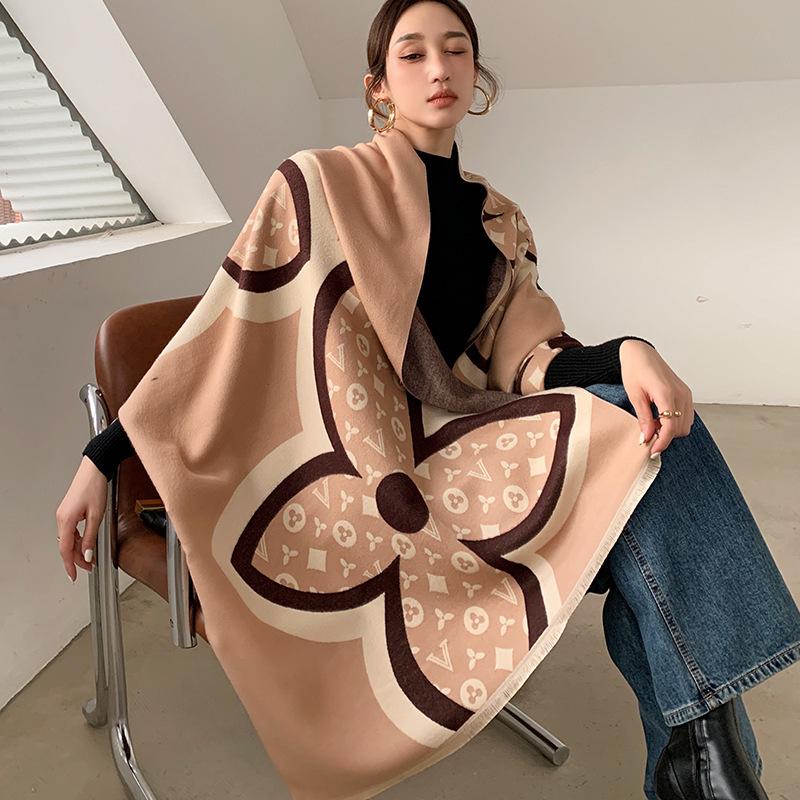 65 * 190cm Autumn And Winter New Women'S Solid Color Versatile Simple Tassel Imitation Cashmere Double-Sided Scarf Warm Scarf Atmosphere Shawl