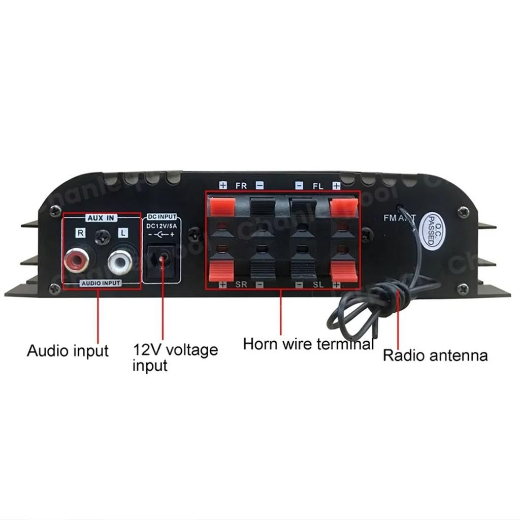 BT-998 4 Channel Bluetooth Amplifier 12V Car Home Audio Power Amp USB SD AUX FM LCD Display