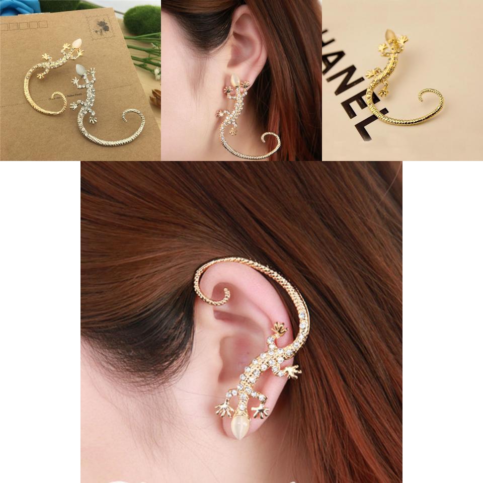 Exaggerated Gecko Lizard Jewelry For Women With Sparkling Crystals And Alloy