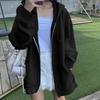 Spring Loose Women Hoodies Casual Solid Zip Up Sweatshirt Harajuku Korean Loose Couple Jacket Coat Streetwear