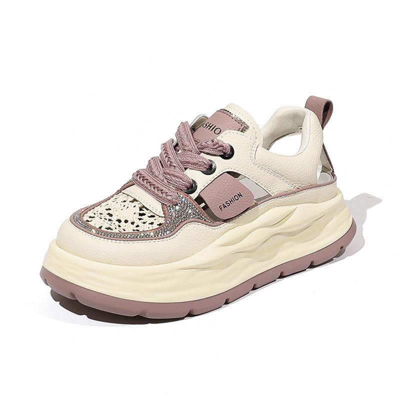 Leather Sandals Women's 2025 Summer New Women's Casual Fashion Beach Sandals Women's Platform Retro Girls Sandals