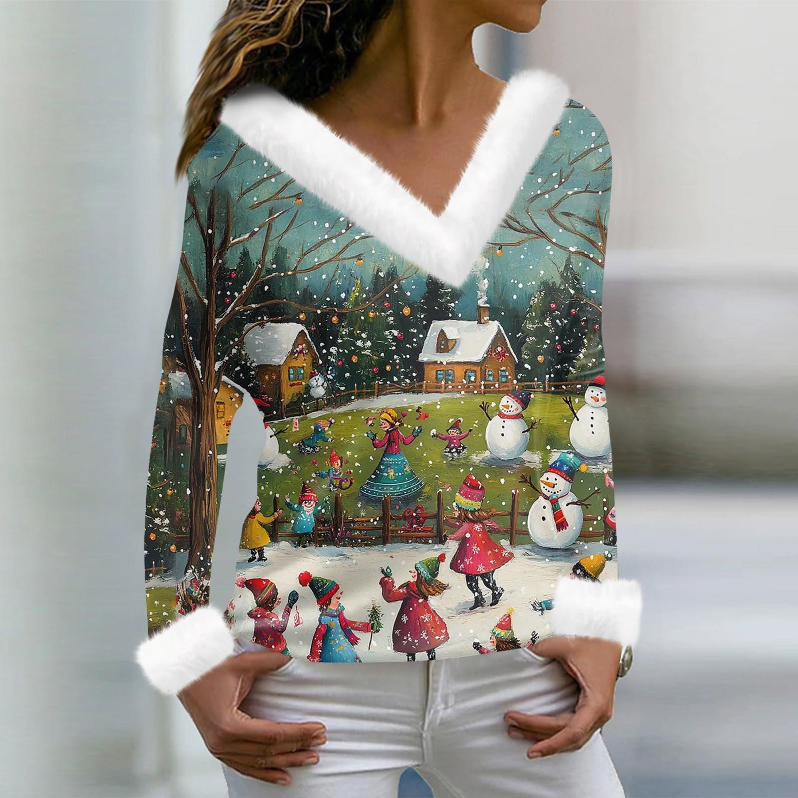 Женская футболка с рождественским принтом — фото 11