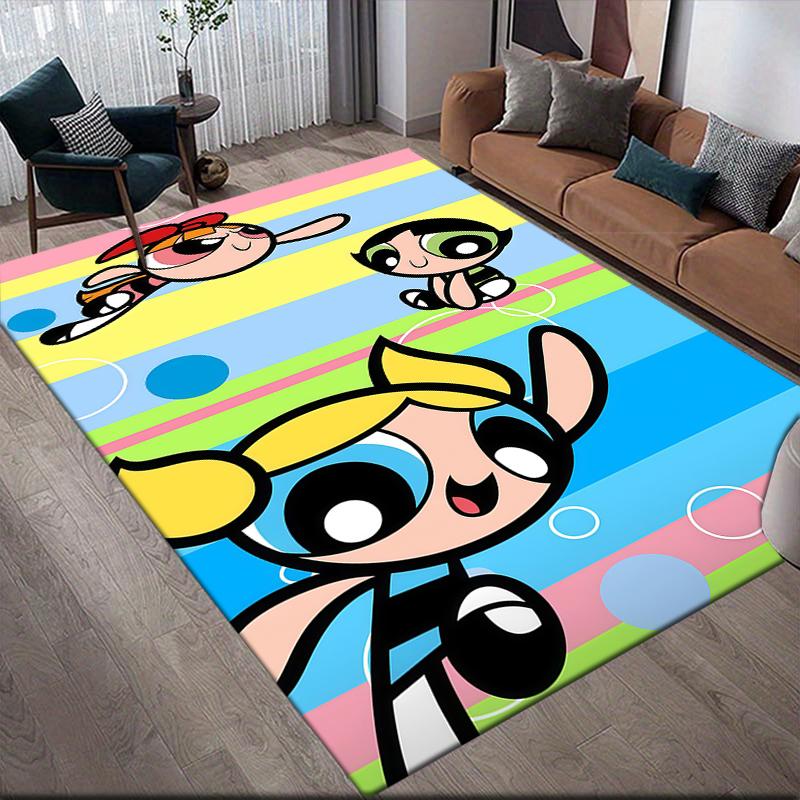 Powerpuff Girls Art Area Rug, Powerpuff Girls Fan Living Room Carpet, Perfect Gift.chl