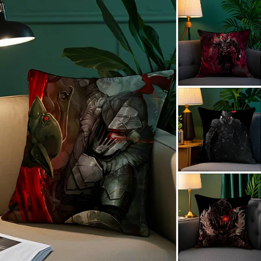 Handsome Anime Goblin Slayer-Cartoon Pillow Case Silky Elegant Comfort Sofa Bed  Invisible Zipper Beach Pillowcase