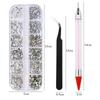 Multi-Size Flat-back AB Crystal Nail Rhinestones DIY Nail Art Decorations Crystal Diamond Gem Nail Beauty Tools Set XYZ