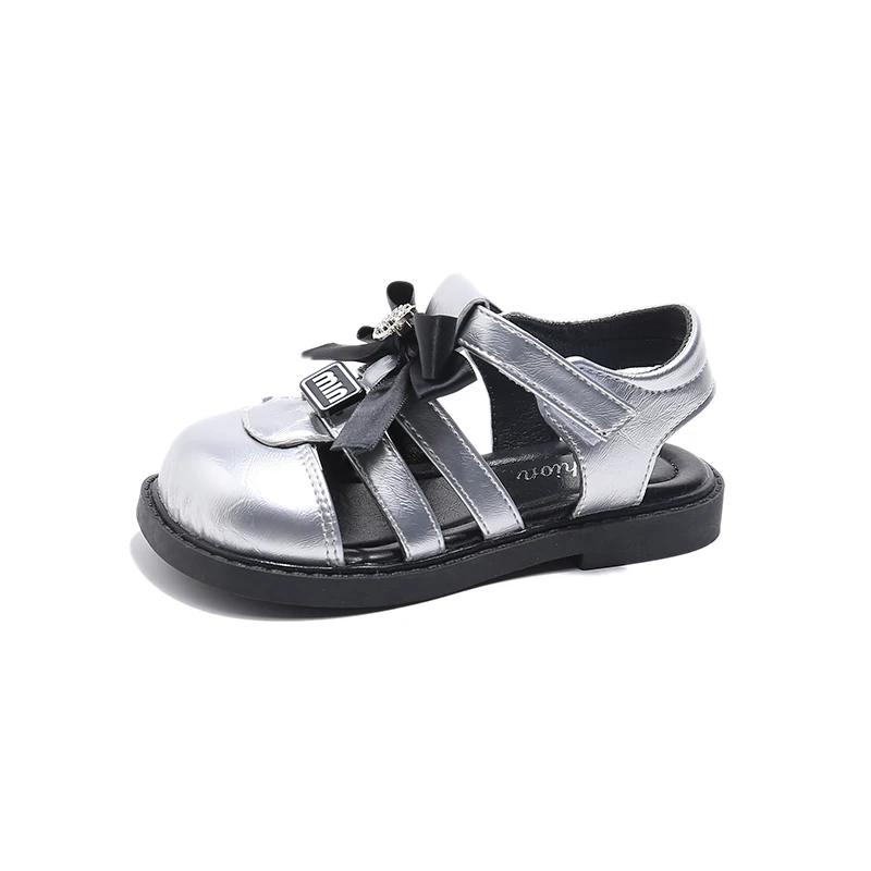 

Cute Girls Boys Baotou Sandals Bow Peep-toe 2025 New Soft Beige Kids Princess Shoes Casual Sandals Cute Children Shoes Non-slip 36(insole 22.0cm) серебряный